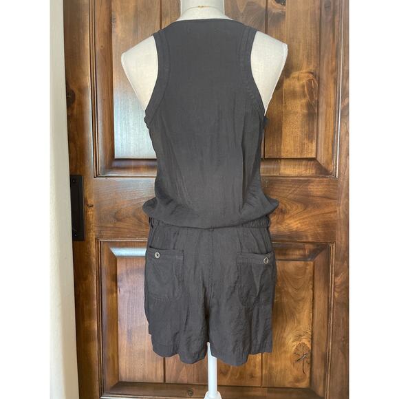 Ya Black Ruffled ButtonUp Summer Tank Romper. Size Medium. - Picture 4 of 6